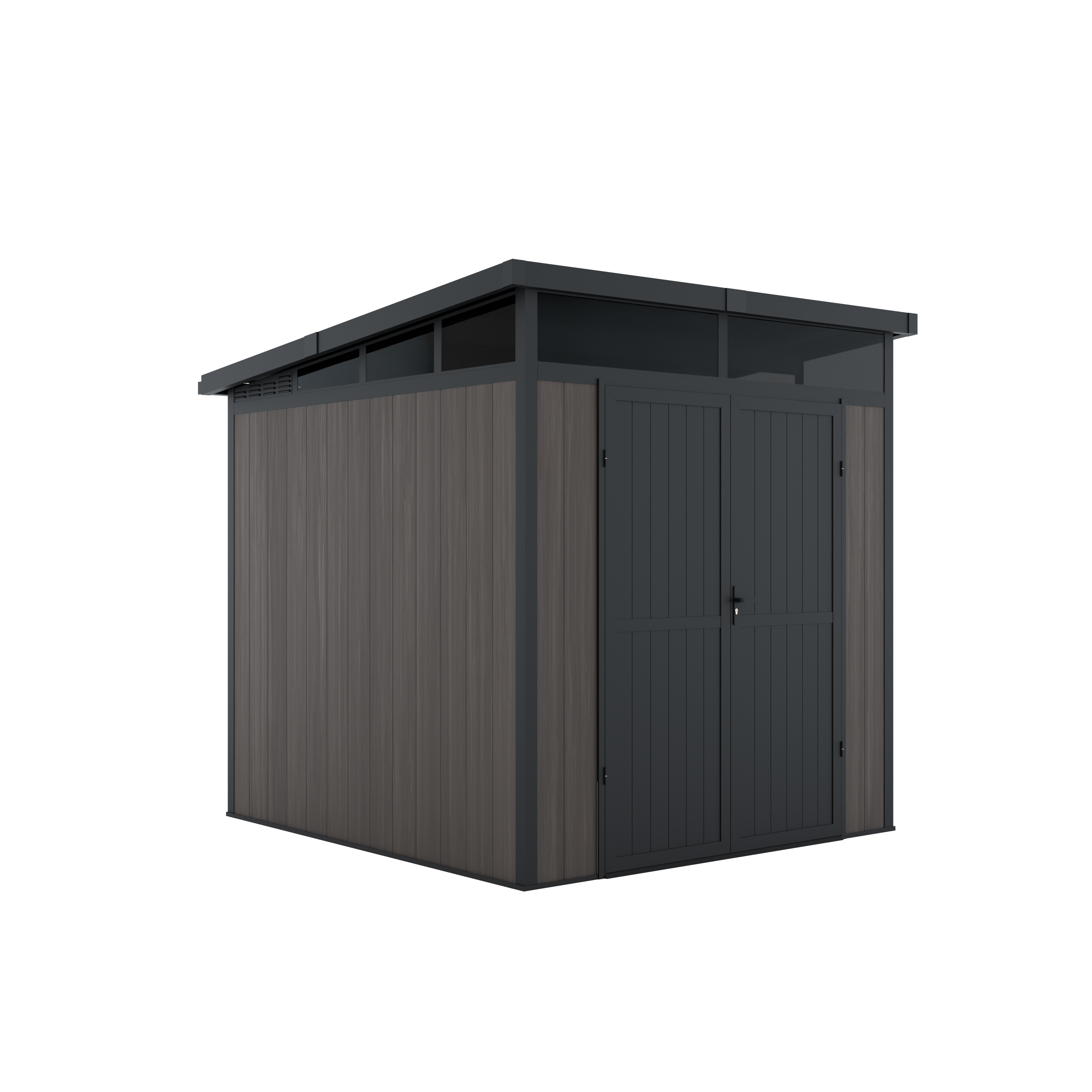 Abri de Jardin Bois Composite 4m2 Gris 237x223x227cm EVORA - Cabane a Outils - Local a Vélo - Image 4