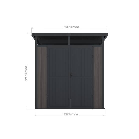 Abri de Jardin Bois Composite 4m2 Gris 237x223x227cm EVORA - Cabane a Outils - Local a Vélo - Image 8
