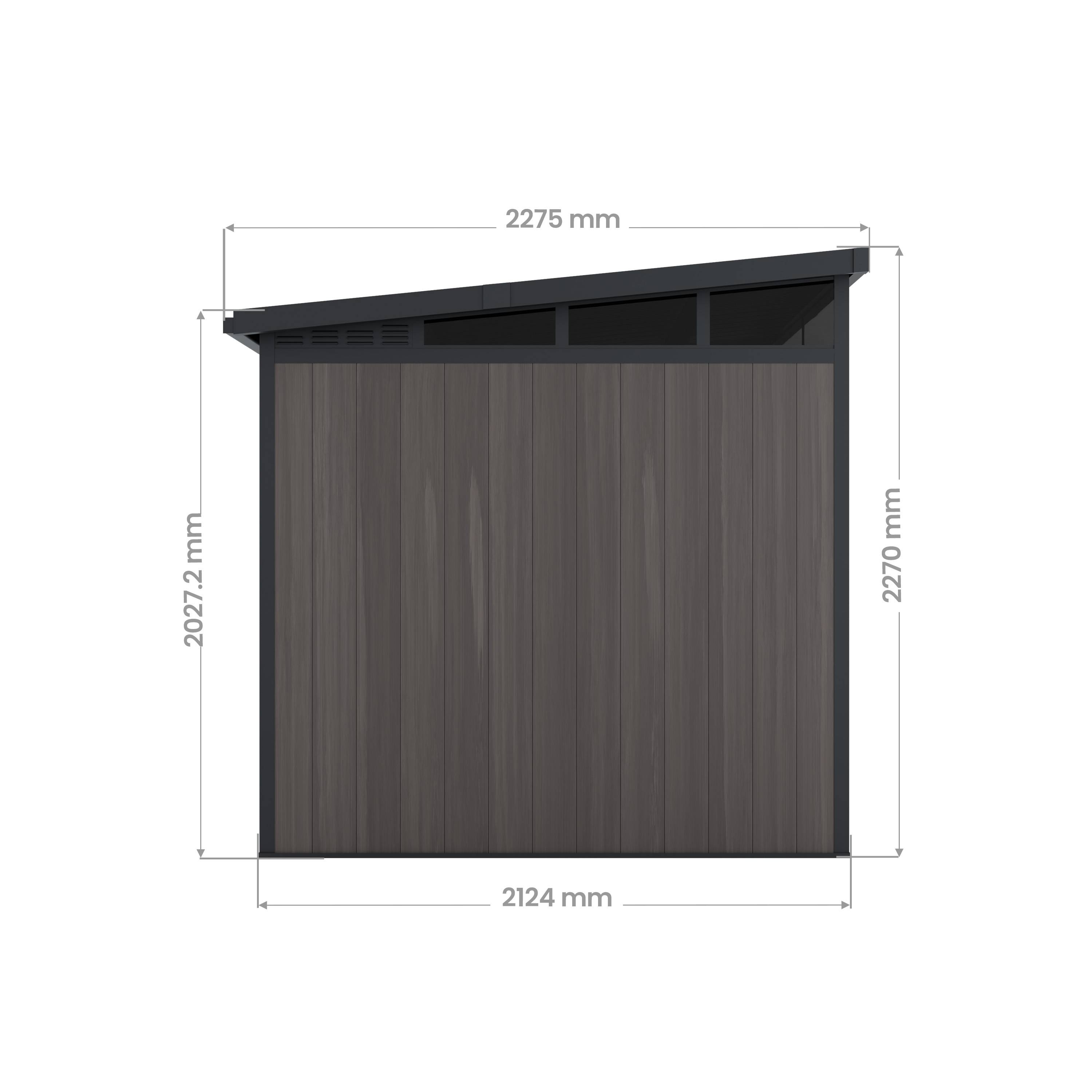 Abri de Jardin Bois Composite 4m2 Gris 237x223x227cm EVORA - Cabane a Outils - Local a Vélo - Image 9