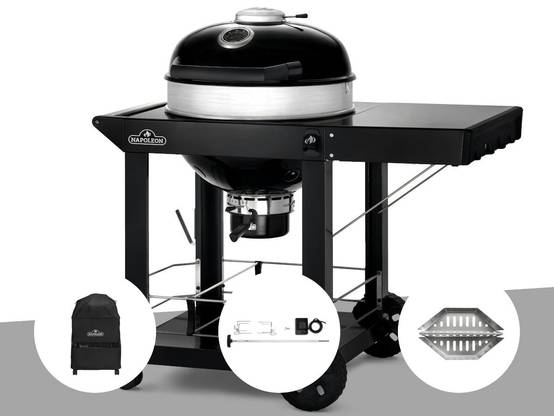 Napoleon - Barbecue à charbon Kettle Pro 57 cm sur chariot + Housse de,protection + Rôtissoire + Lot de 2 paniers à charbon - Napoleon - Image 1