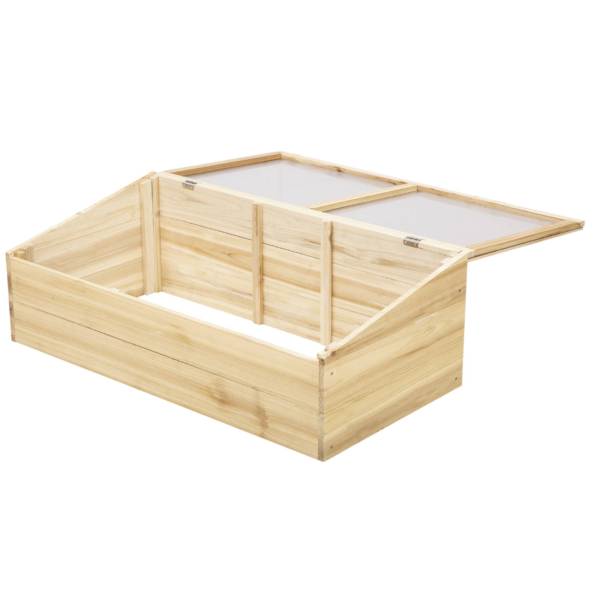 Mini serre de culture bois et polycarbonate balcon protection semis toit inclinable 100cm - ComfortXL Outdoor Living - Image 2