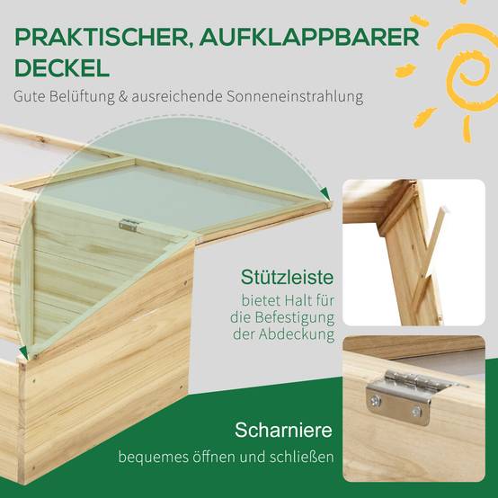 Mini serre de culture bois et polycarbonate balcon protection semis toit inclinable 100cm - ComfortXL Outdoor Living - Image 7