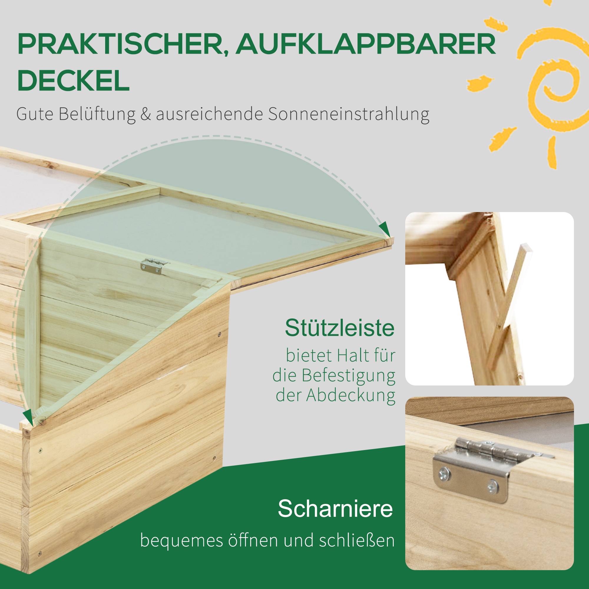 Mini serre de culture bois et polycarbonate balcon protection semis toit inclinable 100cm - ComfortXL Outdoor Living - Image 7