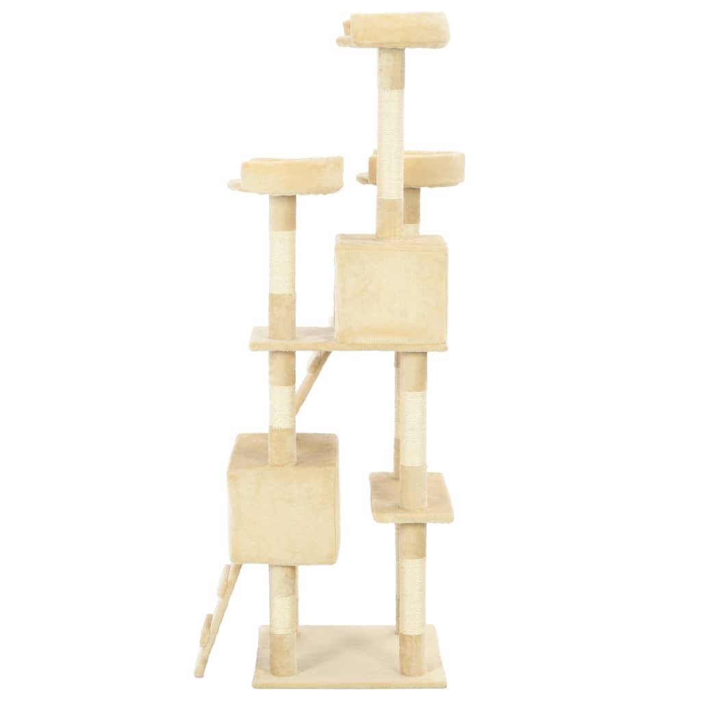 Arbre à chat sisal et peluche beiges 50 x 50 x 170 cm, Poids:14.4kg - PANGIVO - Image 4