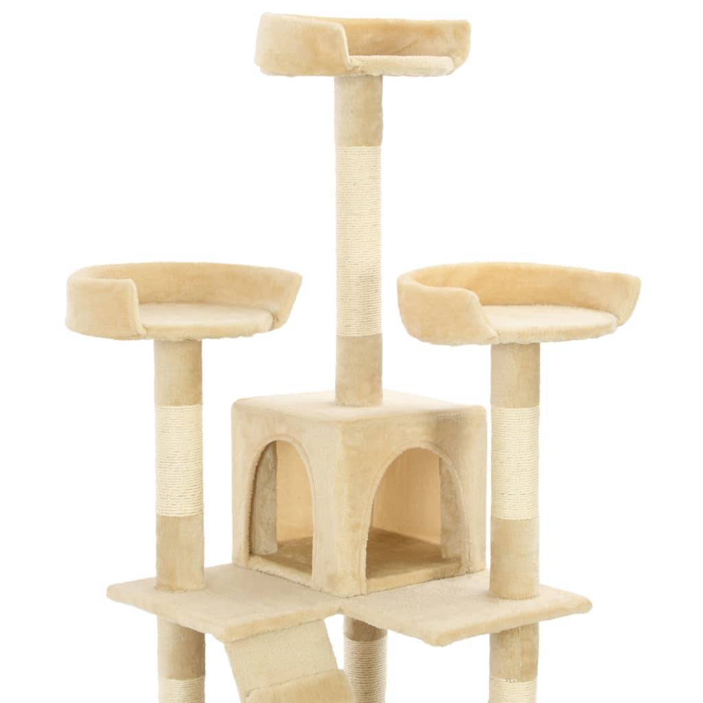 Arbre à chat sisal et peluche beiges 50 x 50 x 170 cm, Poids:14.4kg - PANGIVO - Image 5