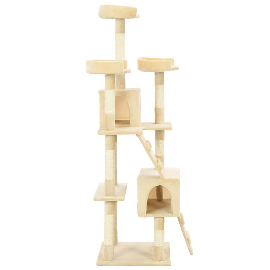 Arbre à chat sisal et peluche beiges 50 x 50 x 170 cm, Poids:14.4kg - PANGIVO - Image 3