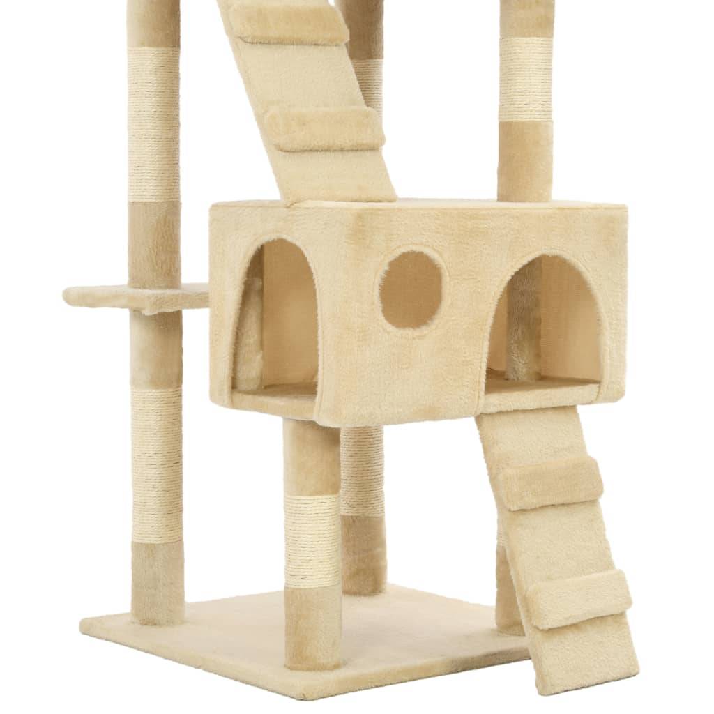Arbre à chat sisal et peluche beiges 50 x 50 x 170 cm, Poids:14.4kg - PANGIVO - Image 6