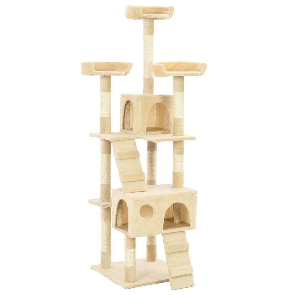 Arbre à chat sisal et peluche beiges 50 x 50 x 170 cm, Poids:14.4kg - PANGIVO - Image 1