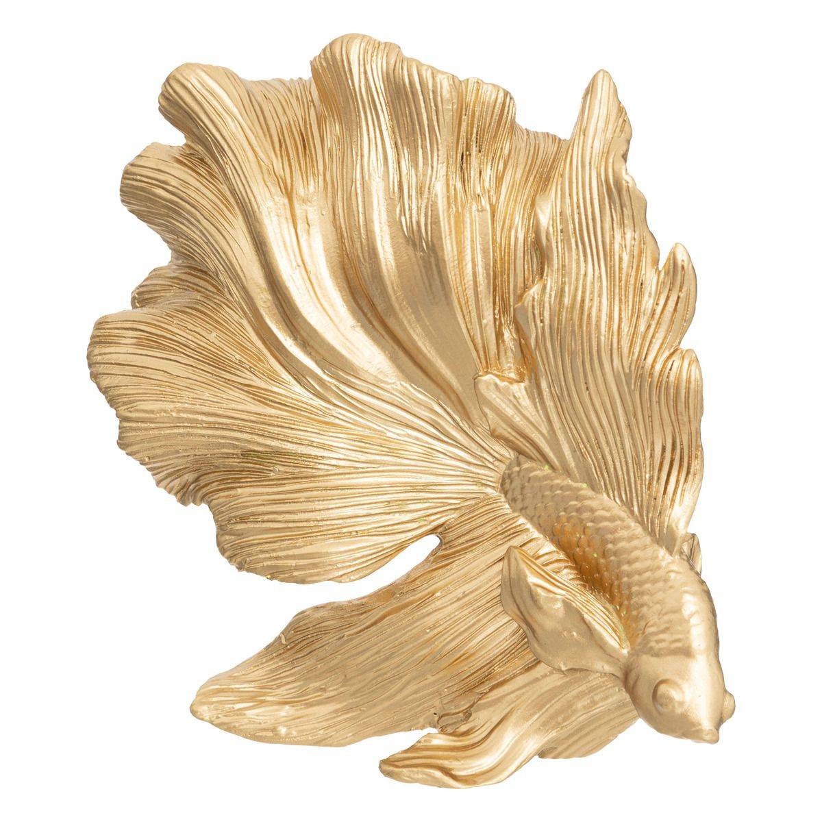 Objet déco Poisson en résine dorée H 12 cm - Image 1