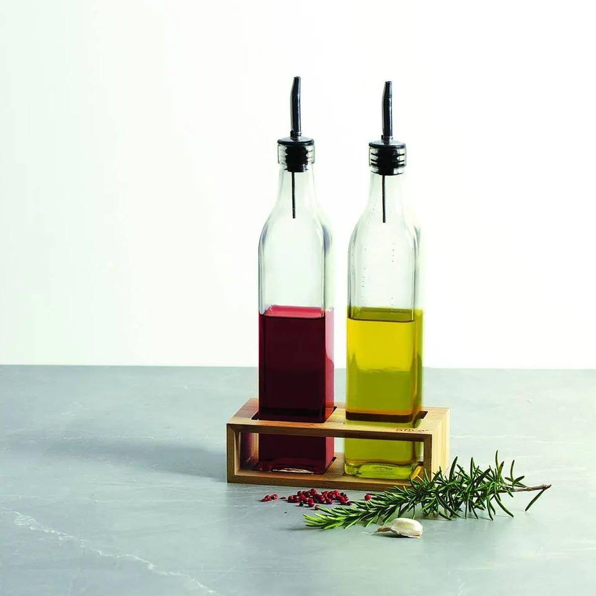 Set Huile & Vinaigre "Bambou" 32cm Transparent - Image 3