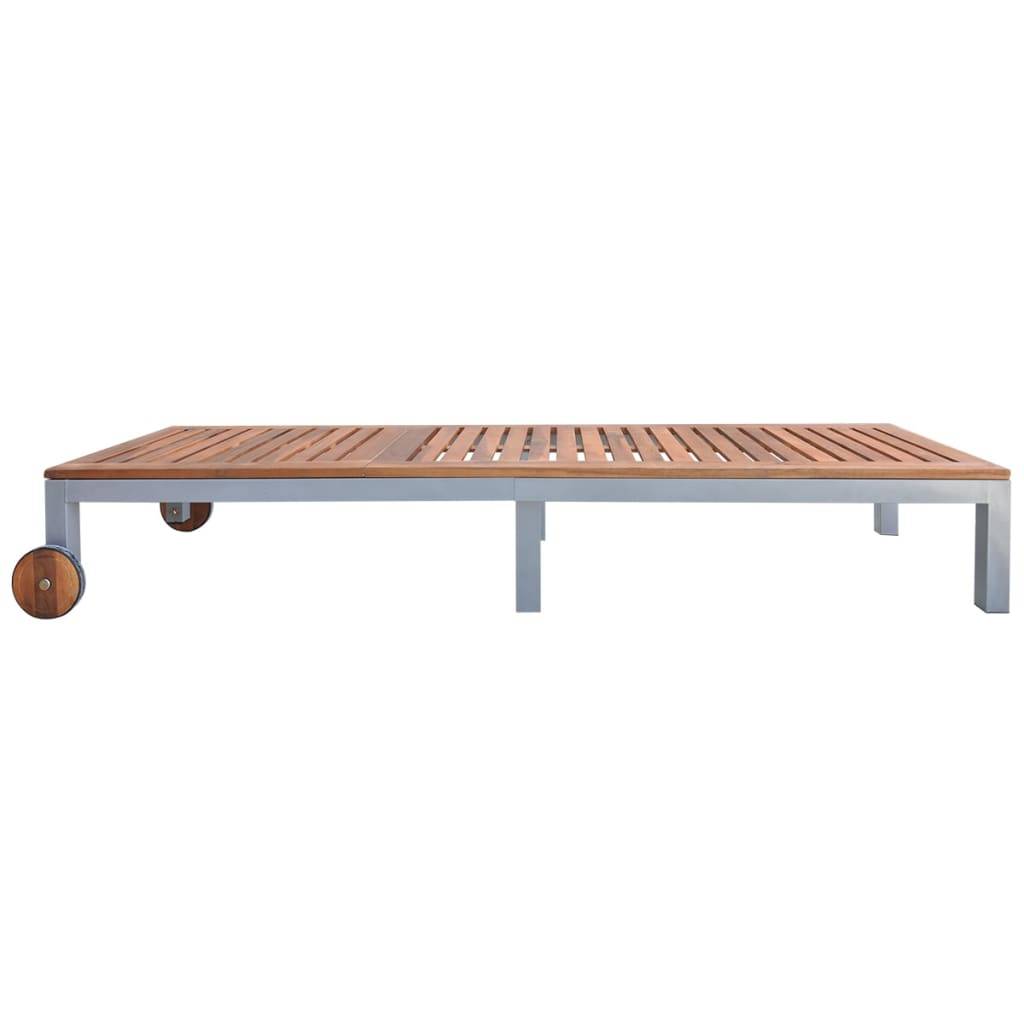 Helloshop26 - Transat chaise longue bain de soleil lit de jardin terrasse meuble d'extérieur avec coussin bois d'acacia et acier galvanisé - Image 3