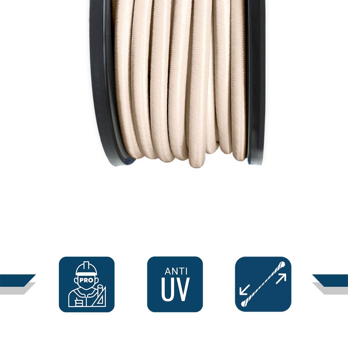 Sandow élastique Ivoire 25 mètres 9SW - Qualité PRO - Tendeur pour bâche de diamètre 9 mm TECPLAST - Image 3