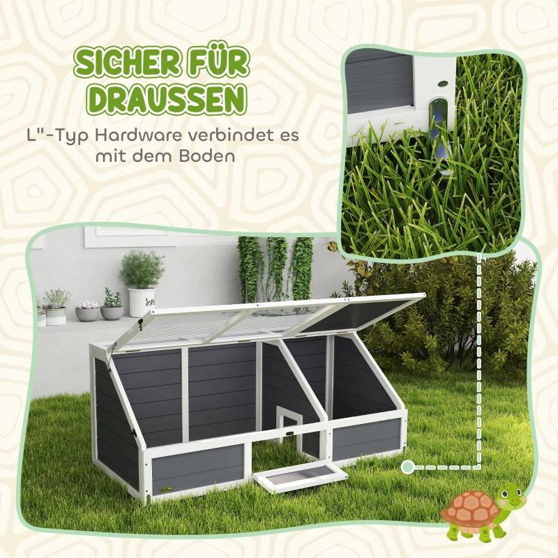 Enclos Tortue Extérieur Bois Sapin Parc Solaire Fond Ouvert 120cm Gris - ComfortXL Pet Living - Image 4