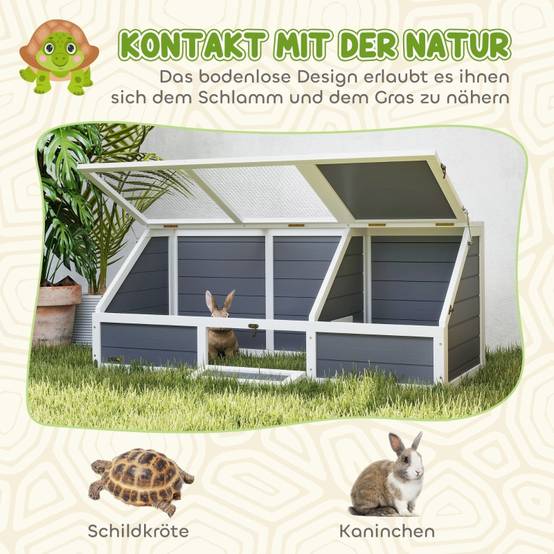 Enclos Tortue Extérieur Bois Sapin Parc Solaire Fond Ouvert 120cm Gris - ComfortXL Pet Living - Image 5