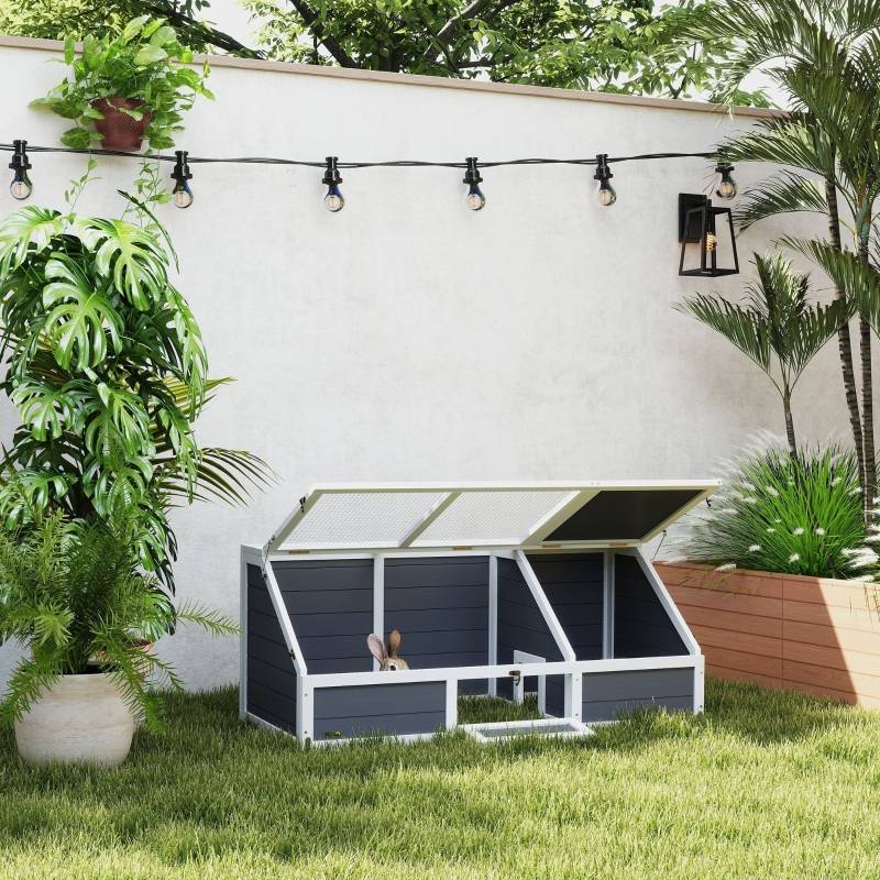 Enclos Tortue Extérieur Bois Sapin Parc Solaire Fond Ouvert 120cm Gris - ComfortXL Pet Living - Image 1