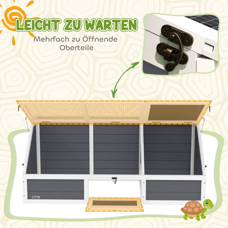 Enclos Tortue Extérieur Bois Sapin Parc Solaire Fond Ouvert 120cm Gris - ComfortXL Pet Living - Image 7