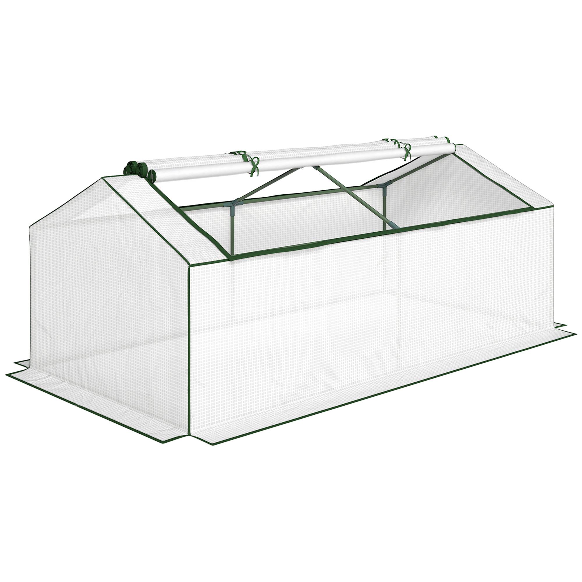 ComfortXL - Mini serre tunnel de jardin en PE blanc et acier 180 x 90 x 70 cm pour tomates avec ouvertures moustiquaires - Image 10