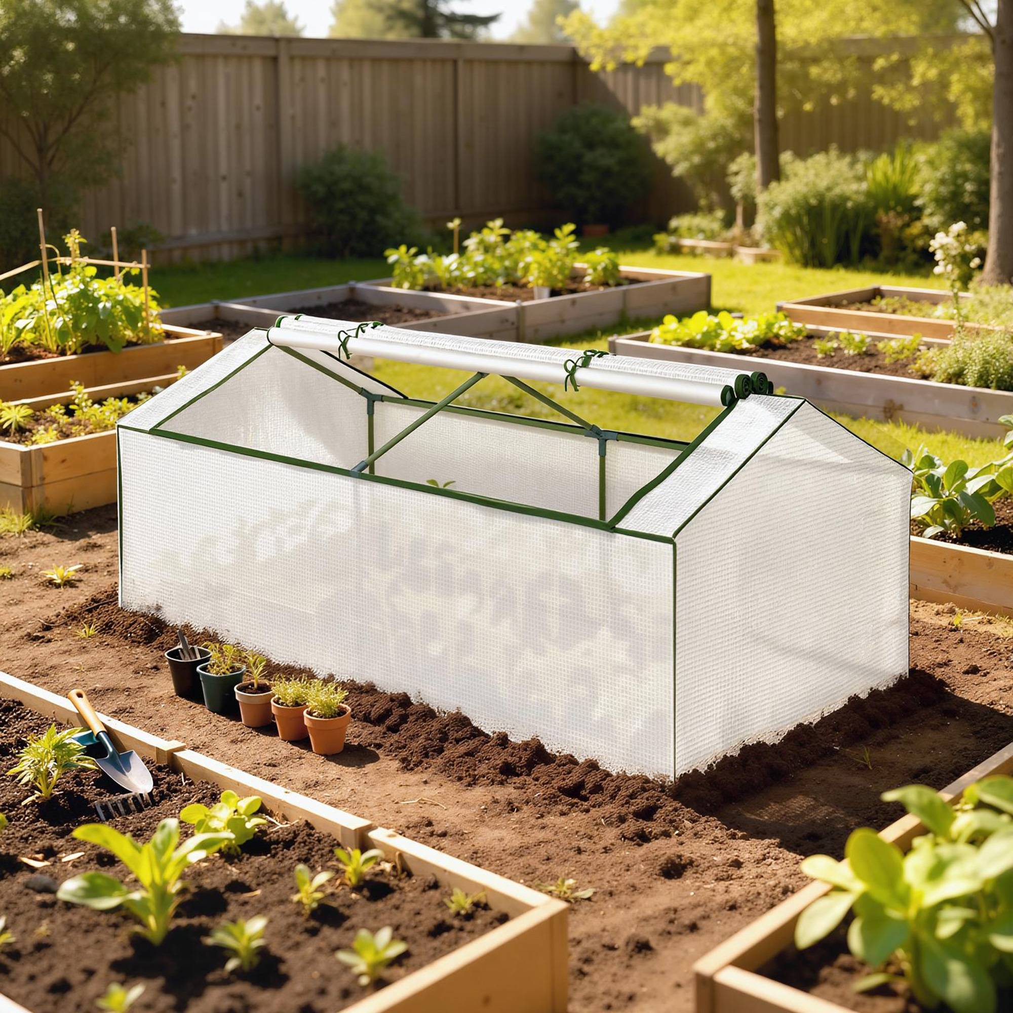 ComfortXL - Mini serre tunnel de jardin en PE blanc et acier 180 x 90 x 70 cm pour tomates avec ouvertures moustiquaires
