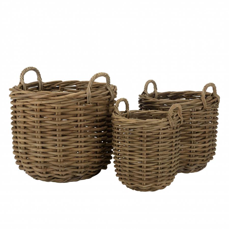 Macabane - KALLY - Set de 3 paniers de rangement ronds en rotin naturel - Image 7