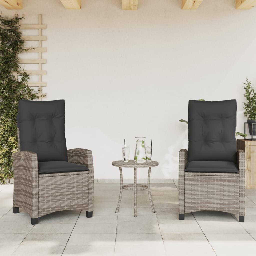 ComfortXL - Fauteuils de Jardin Relax Résine Tressée Dossier Inclinable pour Balcon Lot de 2 Gris – ComfortXL Outdoor Living
