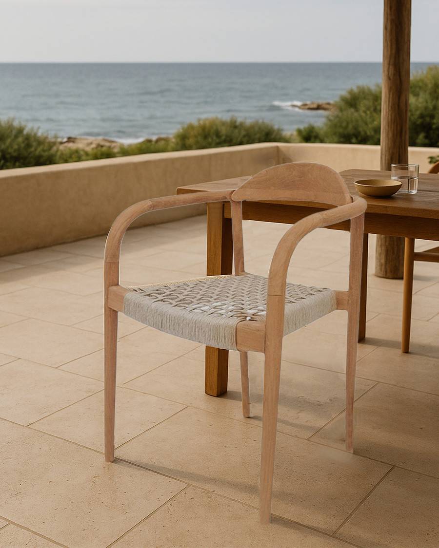 Kima - Lot de 2 chaises Kima en teck massif et corde beige - UNIQKA - Image 8