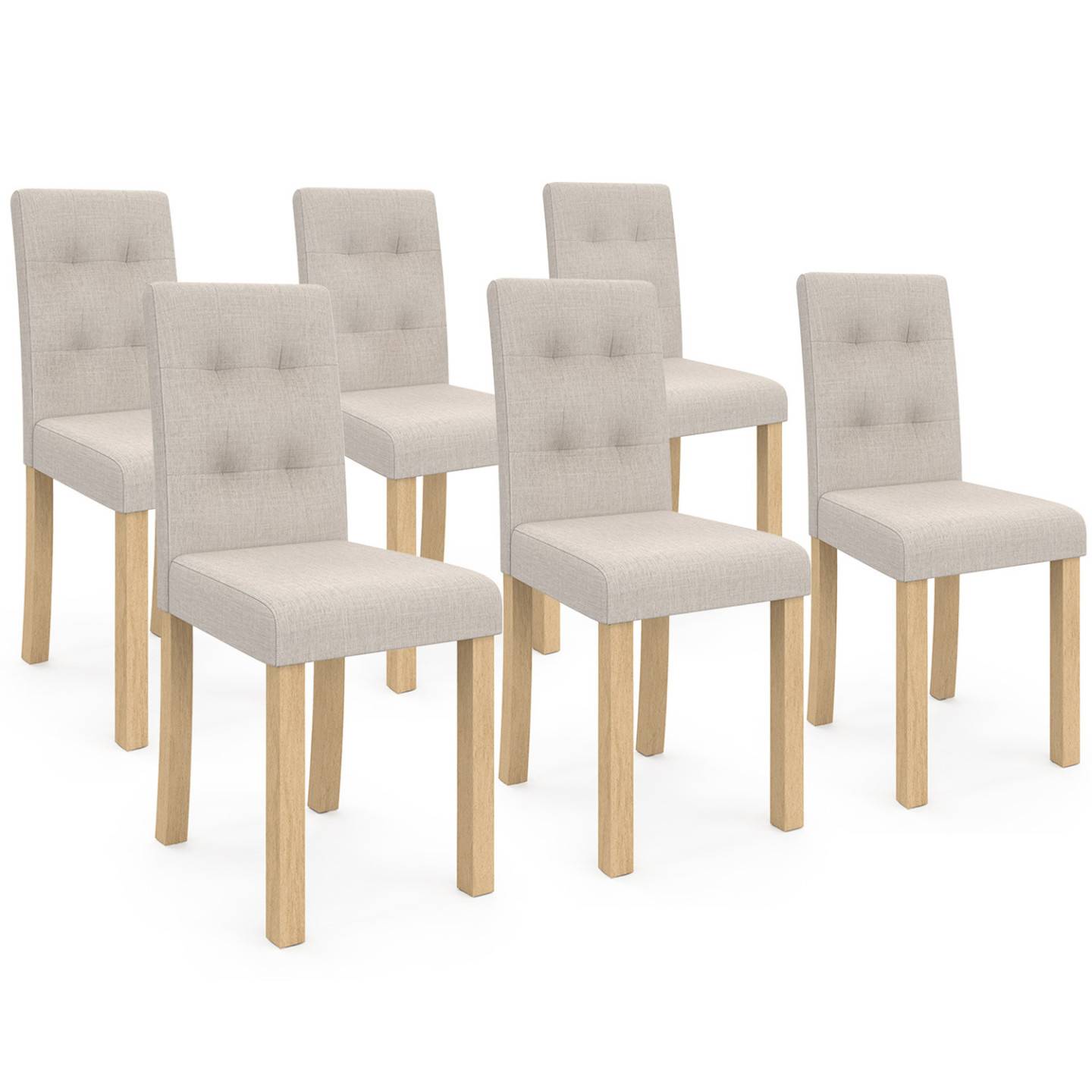 Lot de 6 chaises POLGA capitonnées beiges pour salle à manger - Image 2