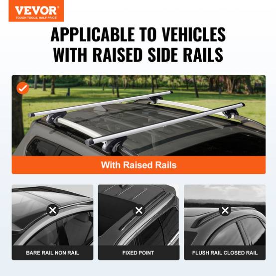 Vevor - VEVOR Barres transversales toit universelles 132 cm, aluminium, rails latéraux surélevés, verrous. - Image 2