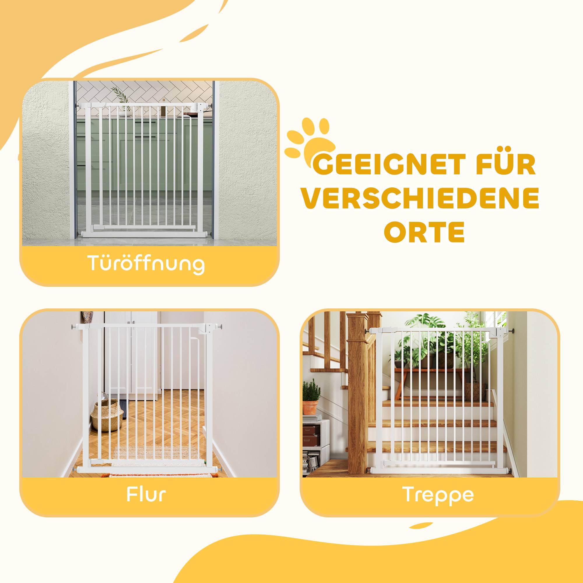 Sans Marque - Barrière pour escaliers sans perçage, fermeture auto, pour enfants et cuisine, 76-80x76 cm, blanc - Image 10