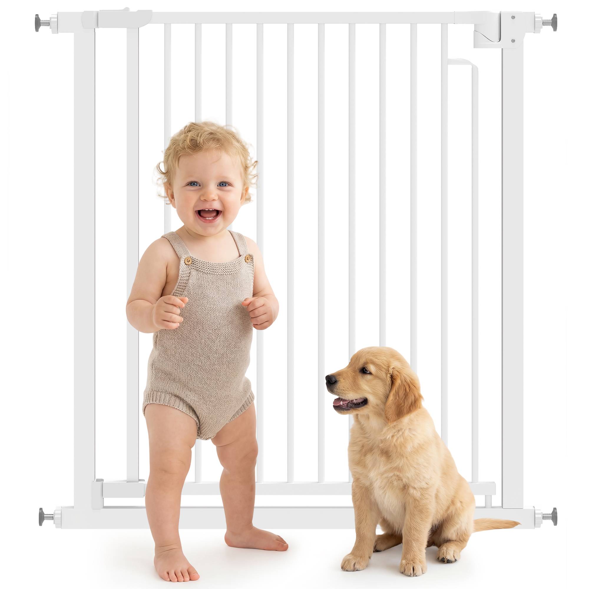 Sans Marque - Barrière pour escaliers sans perçage, fermeture auto, pour enfants et cuisine, 76-80x76 cm, blanc - Image 1