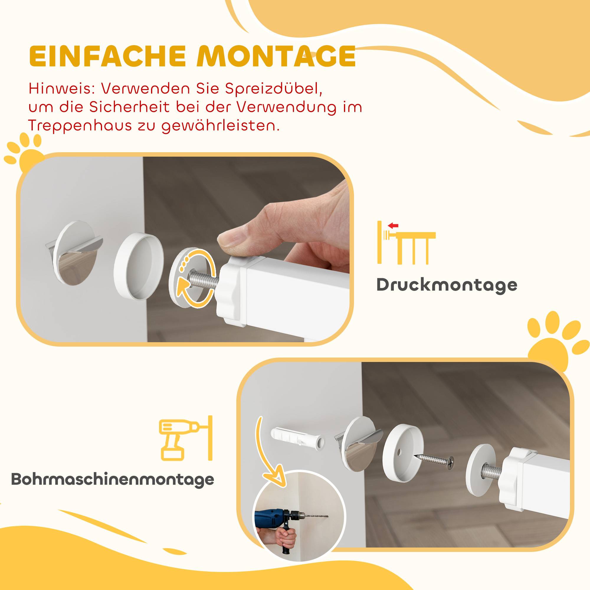Sans Marque - Barrière pour escaliers sans perçage, fermeture auto, pour enfants et cuisine, 76-80x76 cm, blanc - Image 9