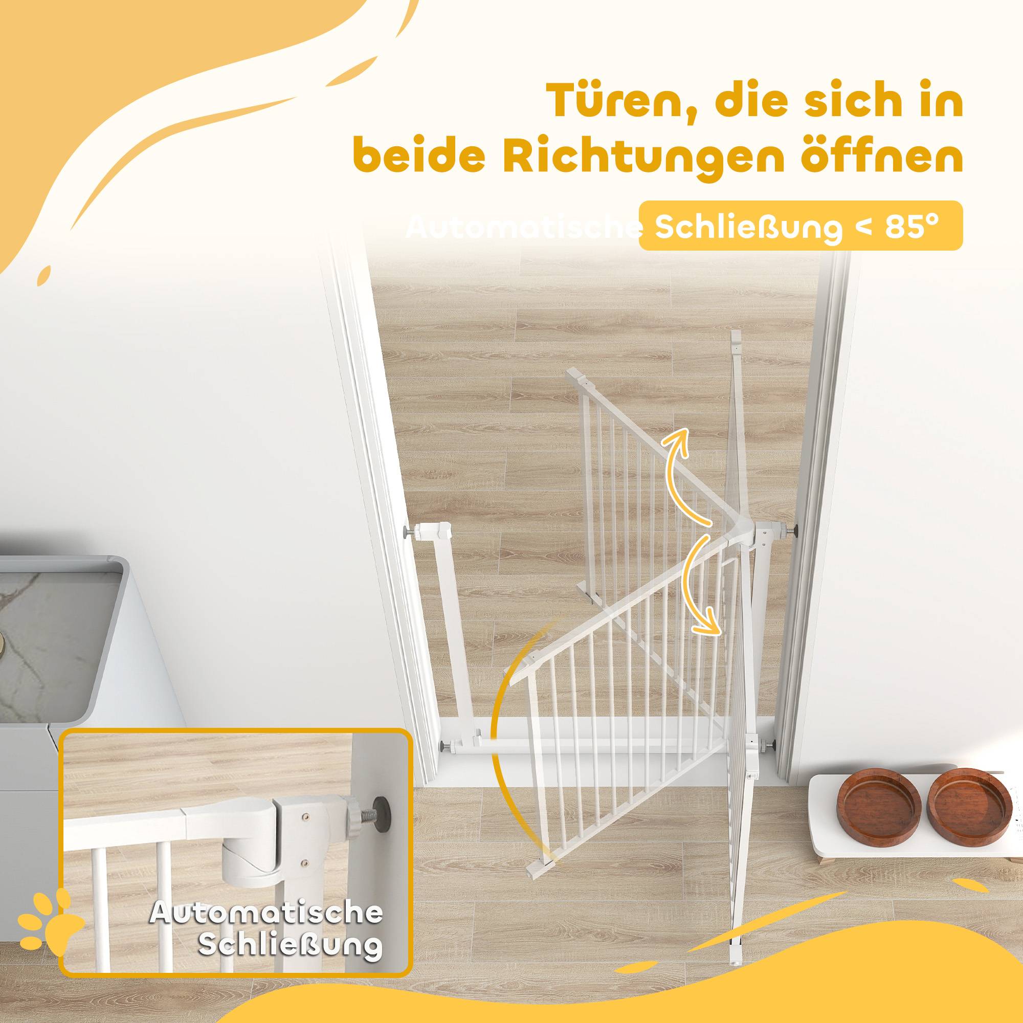 Sans Marque - Barrière pour escaliers sans perçage, fermeture auto, pour enfants et cuisine, 76-80x76 cm, blanc - Image 7