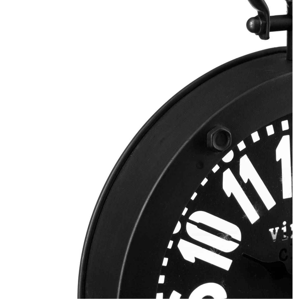 Pendule Rétro en Métal "Gousset" 24cm Noir & Blanc - Image 2