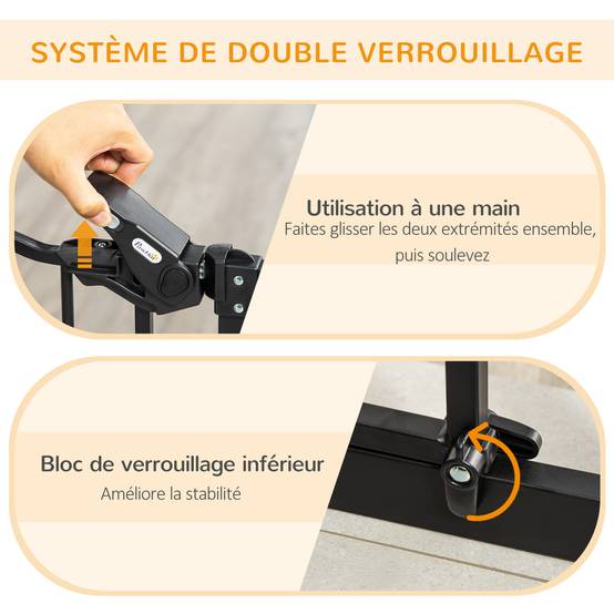 Barrière de sécurité acier pour animaux escalier double verrouillage 101x104cm noir - ComfortXL Outdoor Living - Image 6