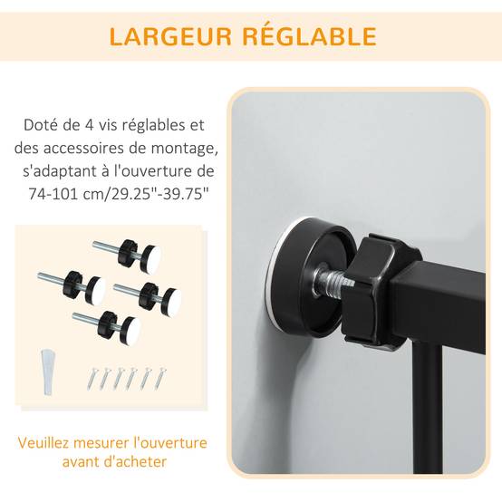 Barrière de sécurité acier pour animaux escalier double verrouillage 101x104cm noir - ComfortXL Outdoor Living - Image 8