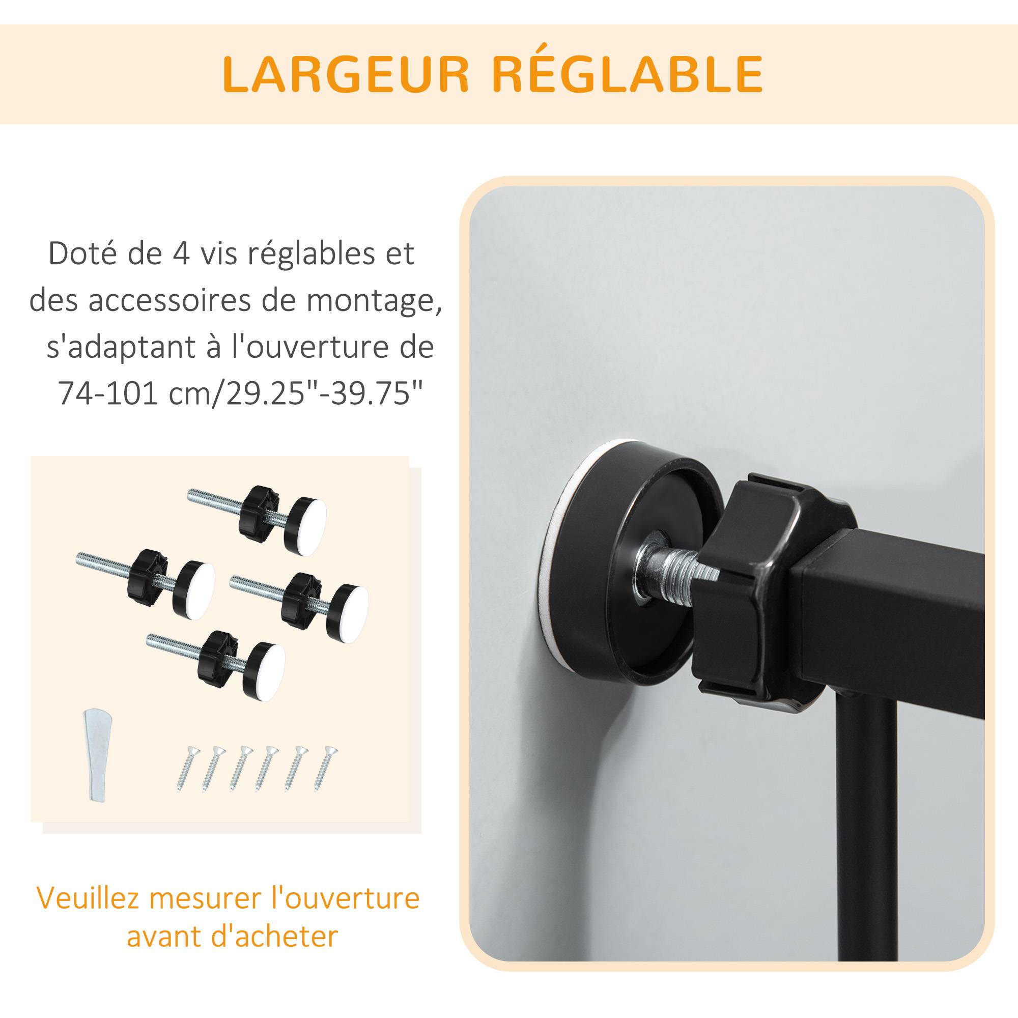 Barrière de sécurité acier pour animaux escalier double verrouillage 101x104cm noir - ComfortXL Outdoor Living - Image 8