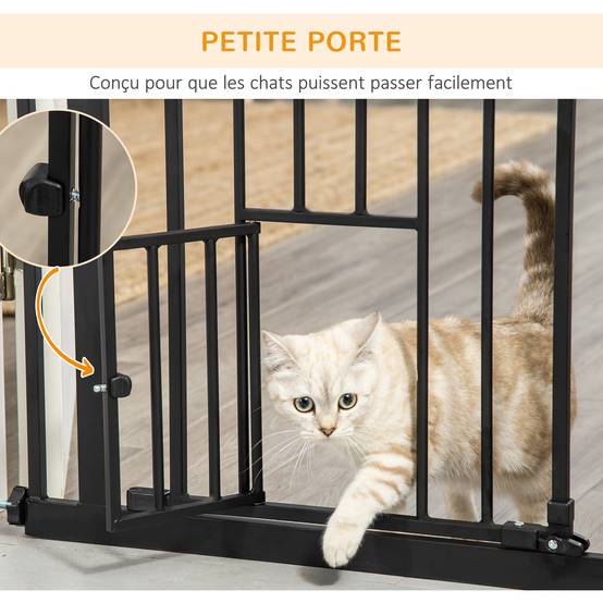 Barrière de sécurité acier pour animaux escalier double verrouillage 101x104cm noir - ComfortXL Outdoor Living - Image 9
