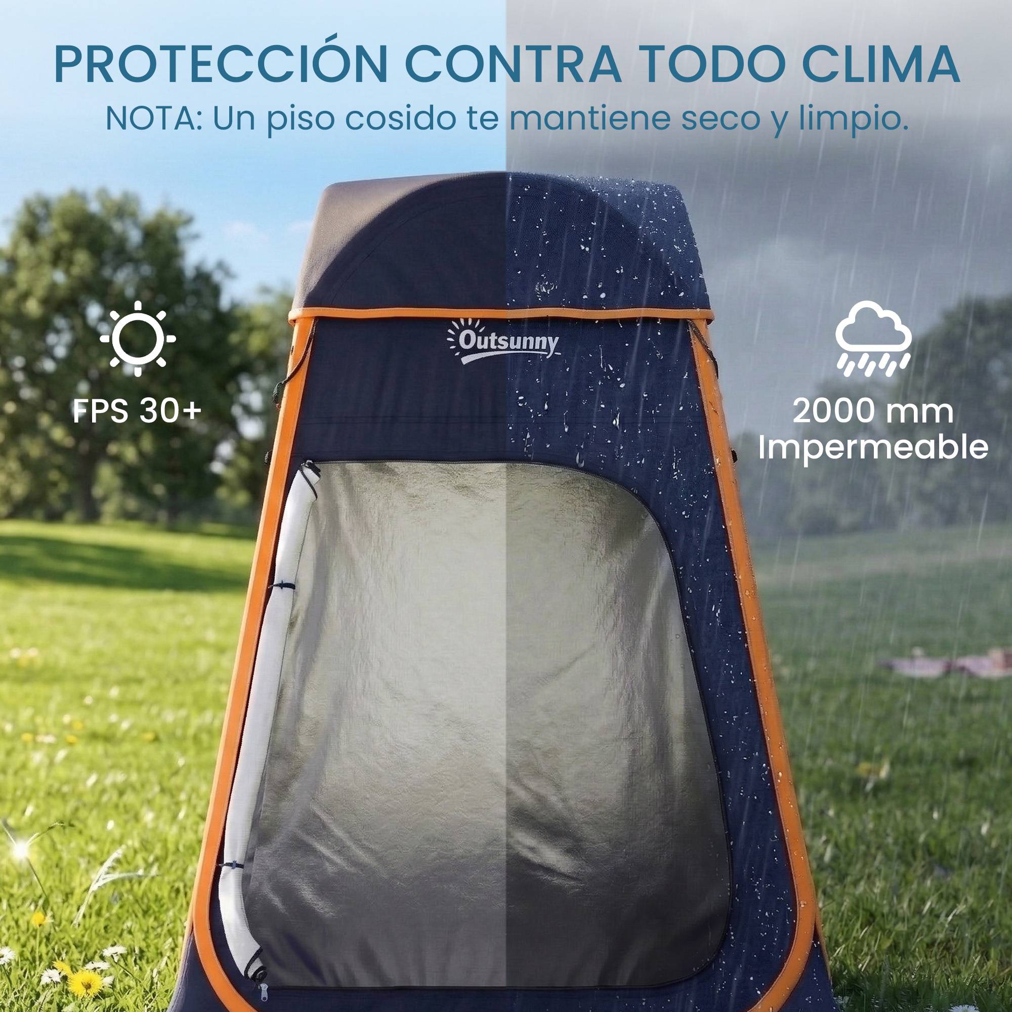 Tente de douche portable à déploiement instantané pour le camping, avec sac de transport étanche, bleu foncé - Image 8