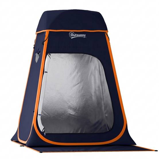 Tente de douche portable à déploiement instantané pour le camping, avec sac de transport étanche, bleu foncé - Image 1