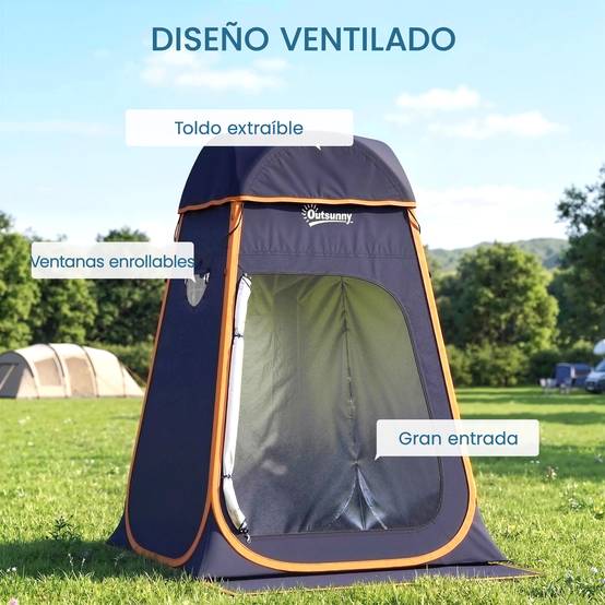 Tente de douche portable à déploiement instantané pour le camping, avec sac de transport étanche, bleu foncé - Image 9