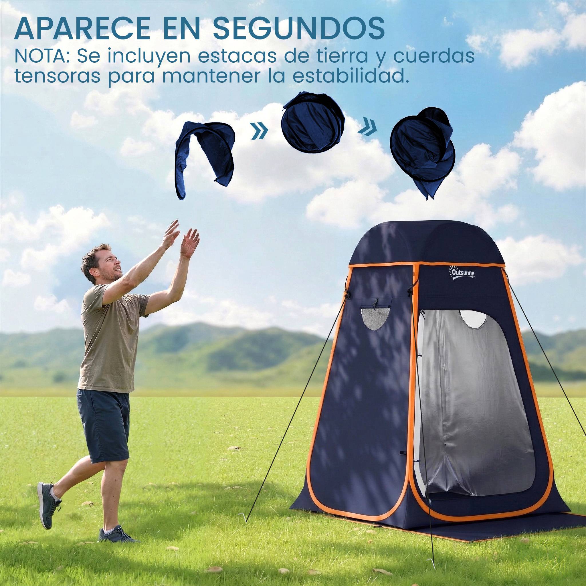 Tente de douche portable à déploiement instantané pour le camping, avec sac de transport étanche, bleu foncé - Image 6