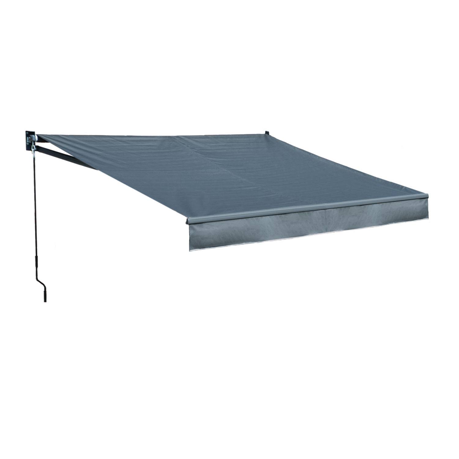 Store banne SAULE 2,95 × 2,5m - Toile anthracite et structure grise - HAPPY GARDEN - Image 1