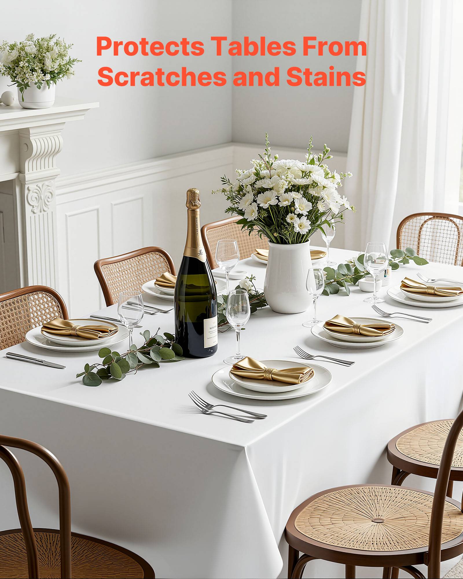 VEVOR Nappe rectangulaire blanche en polyester 1524x2591 mm 10 pcs pour mariage - Image 2