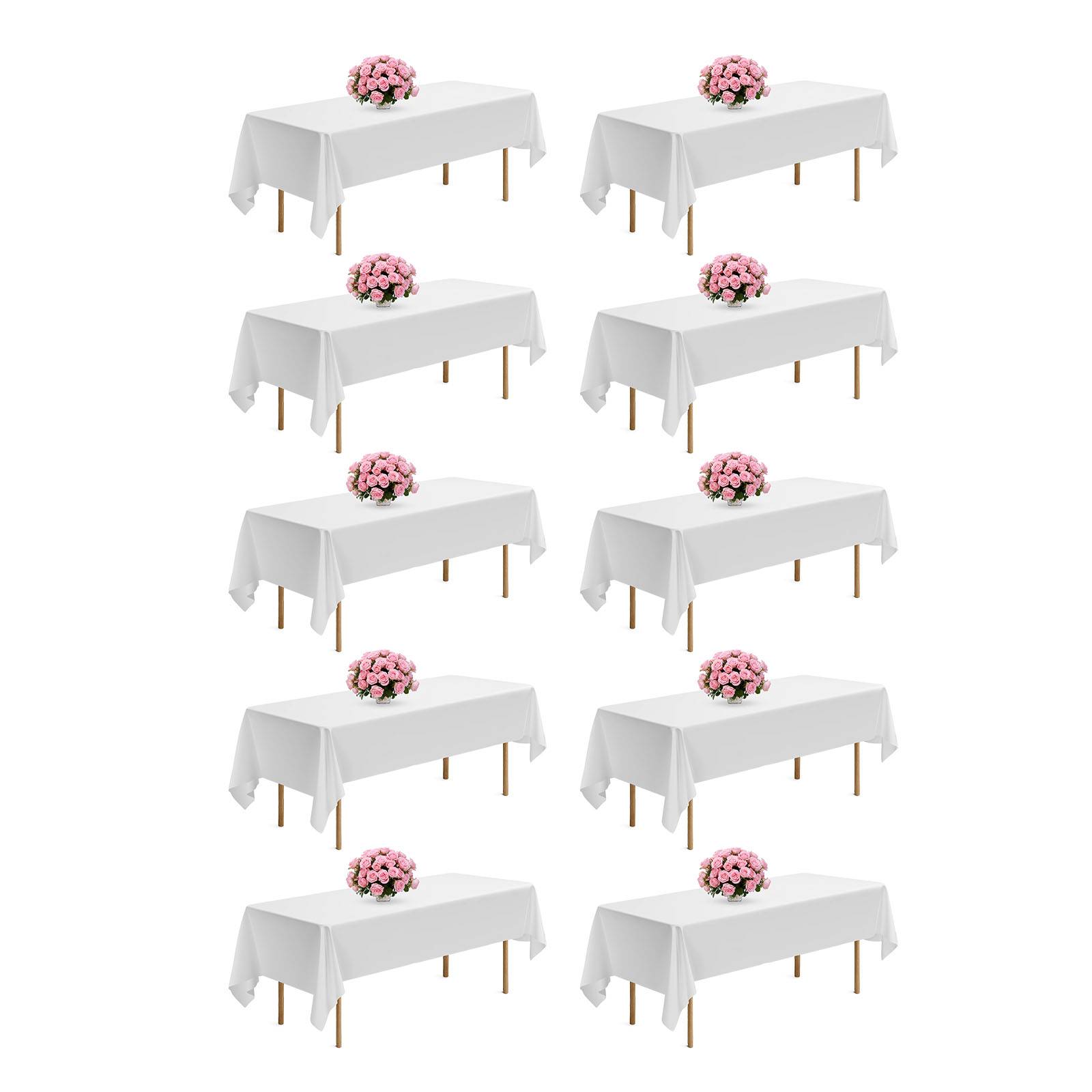 VEVOR Nappe rectangulaire blanche en polyester 1524x2591 mm 10 pcs pour mariage - Image 1