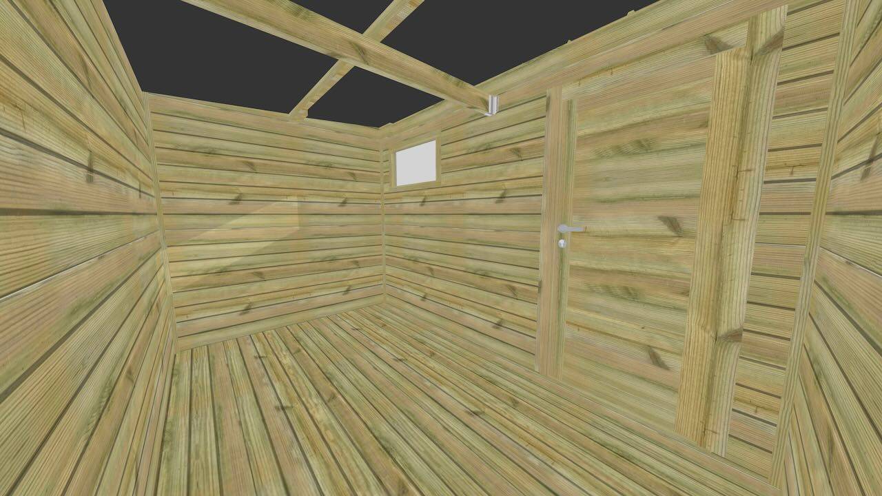 Abri Français - ABRI DE JARDIN bois  autoclave 27mm - 5,44x2,14m / 12m2 - Bac acier - Plancher bois - Image 5