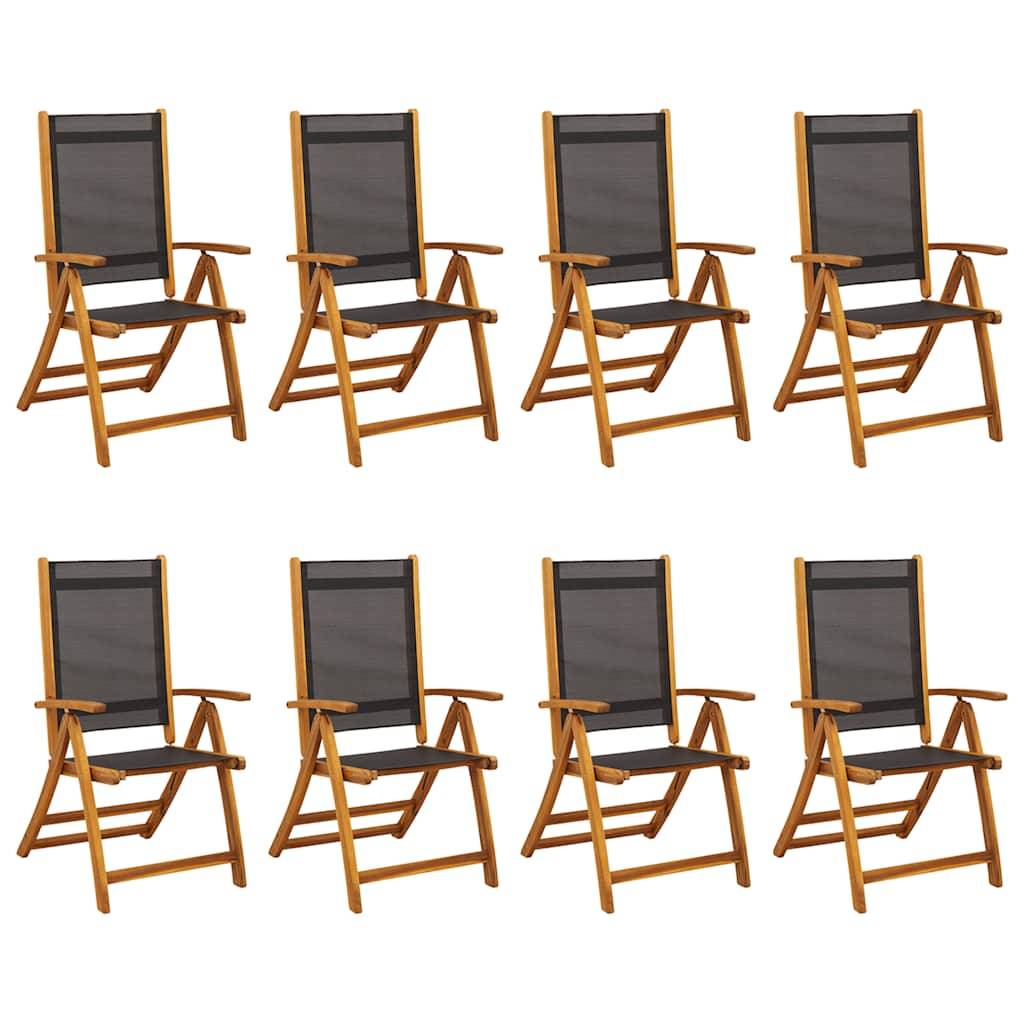 Chaises de jardin pliantes Bois acacia Massif et Textilène Noir 57,5 x 72 x 109 cm - PANGIVO - Image 2