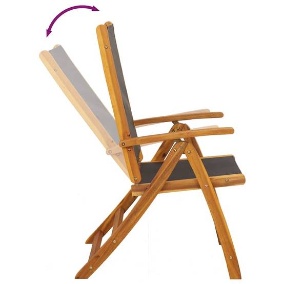 Chaises de jardin pliantes Bois acacia Massif et Textilène Noir 57,5 x 72 x 109 cm - PANGIVO - Image 8