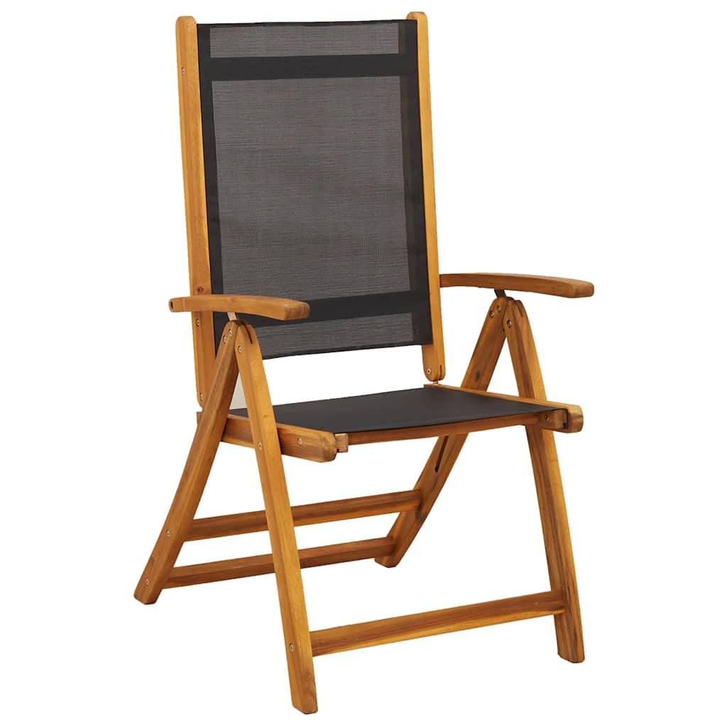 Chaises de jardin pliantes Bois acacia Massif et Textilène Noir 57,5 x 72 x 109 cm - PANGIVO - Image 3
