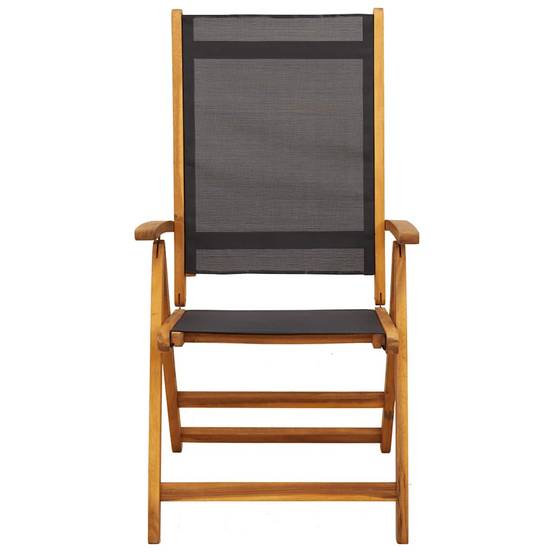 Chaises de jardin pliantes Bois acacia Massif et Textilène Noir 57,5 x 72 x 109 cm - PANGIVO - Image 4