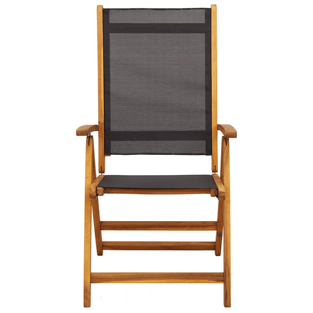 Chaises de jardin pliantes Bois acacia Massif et Textilène Noir 57,5 x 72 x 109 cm - PANGIVO - Image 4