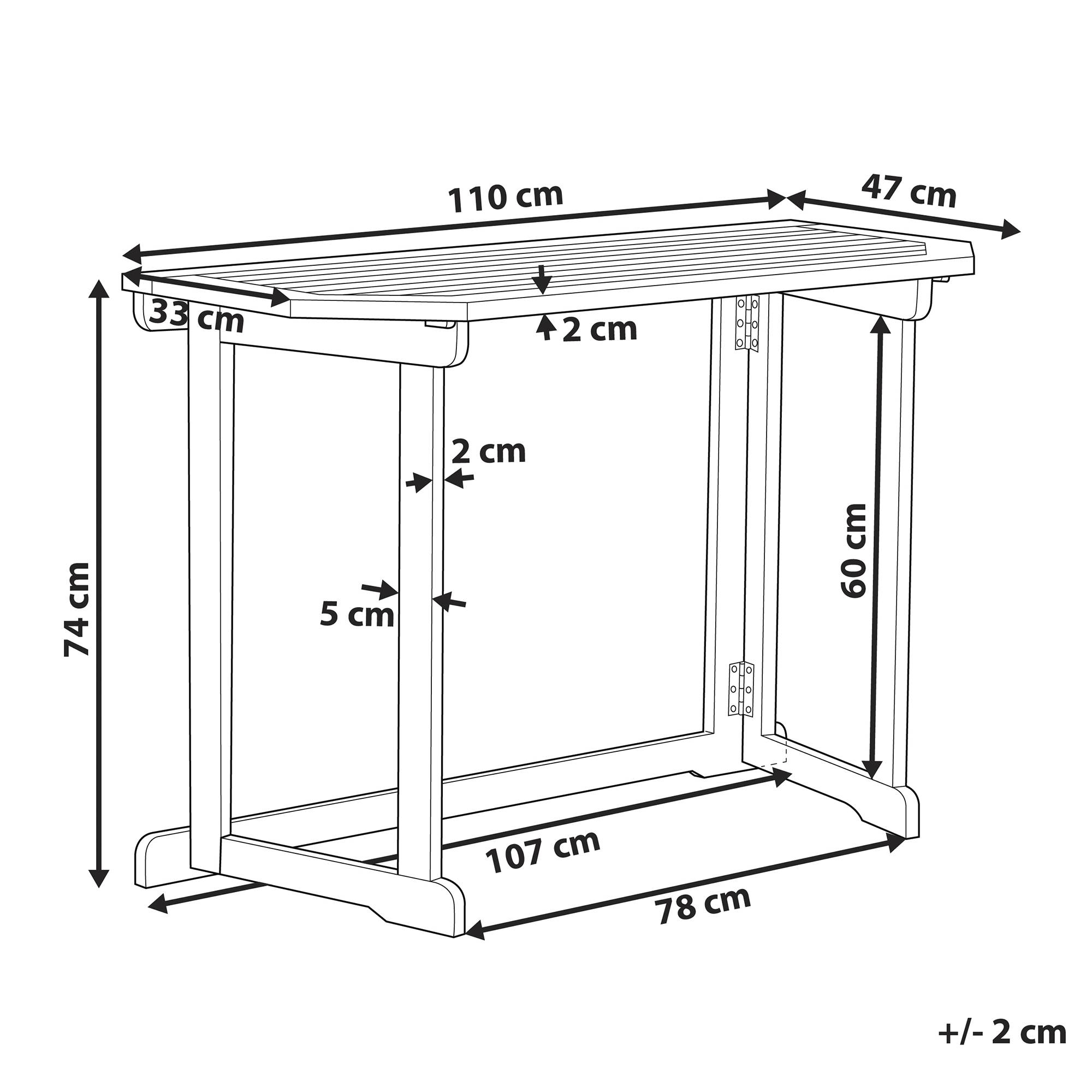 Beliani - Table pliable, 3 Personnes Acacia Marron TREIA - 47x110x74- Beliani - Image 3